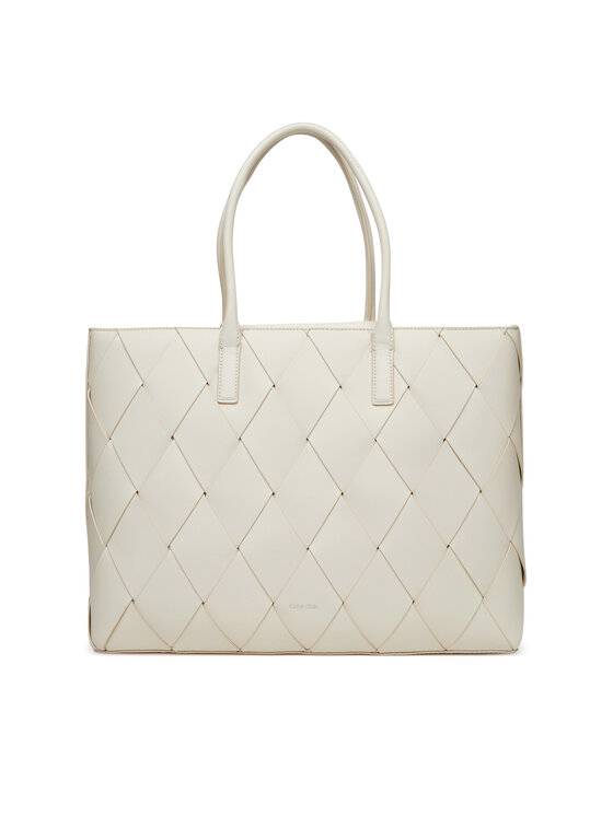 Geantă Calvin Klein Ck Woven Medium Shopper K60K612994 Alb