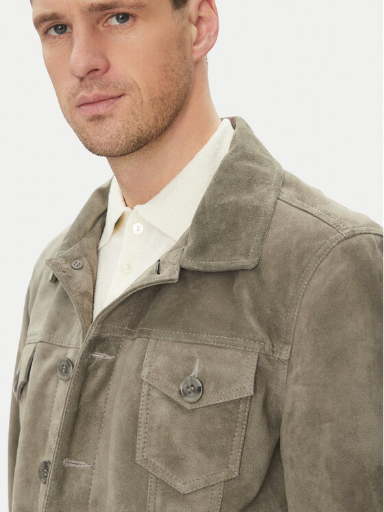 Serge Pariente Serge Pariente Giacca di pelle Jeans Grigio Regular Fit