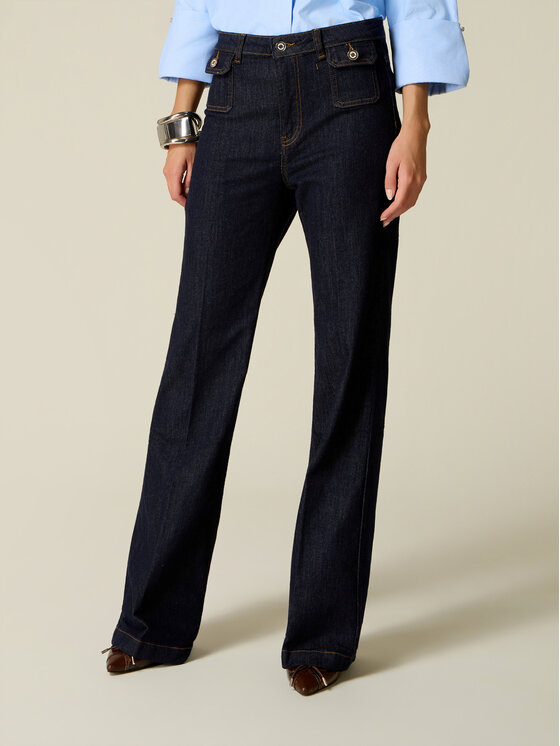 Oltre Oltre Jeansy P403R009269N034 Niebieski Flare Fit