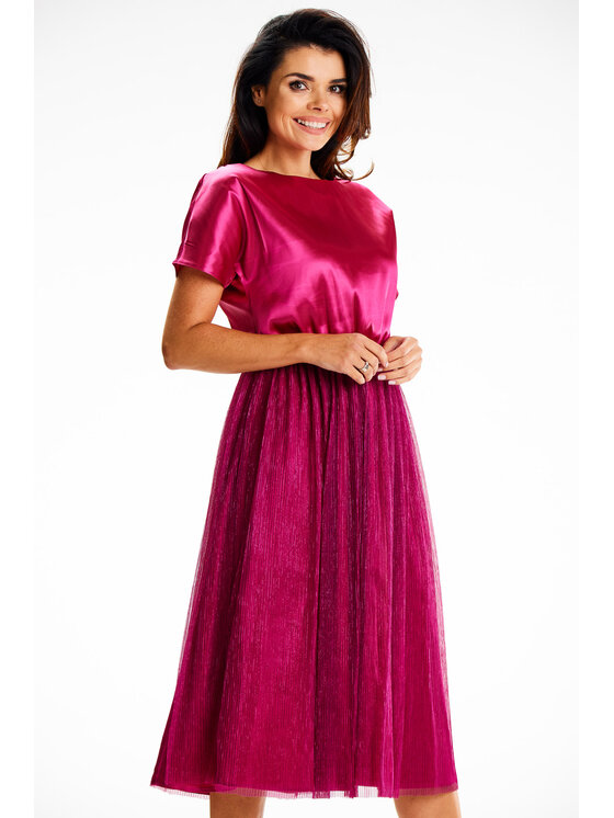 Awama Awama Večerní šaty A627 Fialová Basic Fit