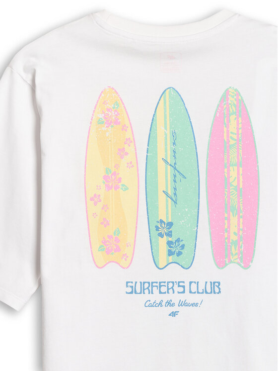 4F 4F T-Shirt SUMMER SPLASH Biały Loose Fit