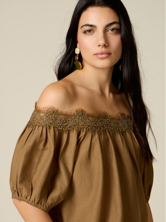 Oltre Oltre Blusa 2465J000844N035 Marrone Regular Fit