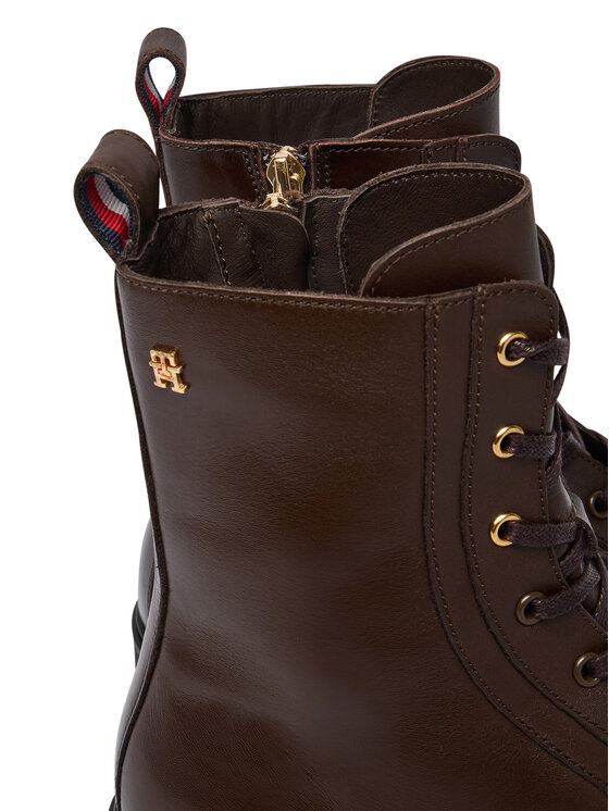 Tommy Hilfiger Tommy Hilfiger Зимни обувки TH Stud Leather Lace-Up Boot FW0FW09571 Кафяв