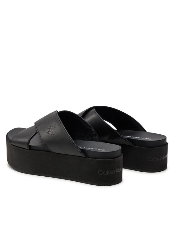 Calvin Klein Jeans Calvin Klein Jeans Παντόφλες Flatform Cross Mg Uc YW0YW01349 Μαύρο