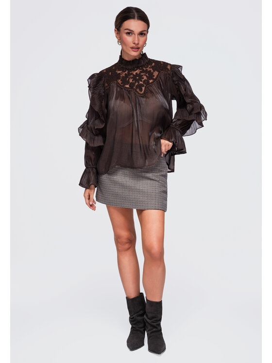 Ombre Ombre Koszula OW-SH-E0072 Brązowy Relaxed Fit