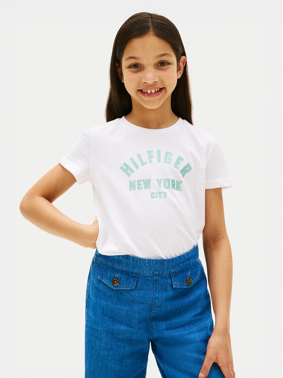 Dziewczęcy T-Shirt Tommy Hilfiger, Rozmiar 12Y, Biały, Graphic KG0KG08813