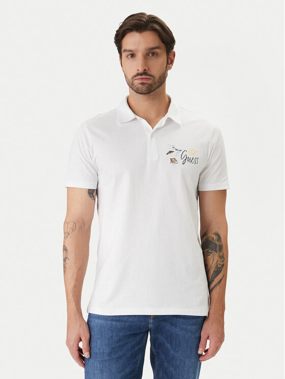 Guess Tricou polo F6GP01 K8FQ4 Alb Regular Fit