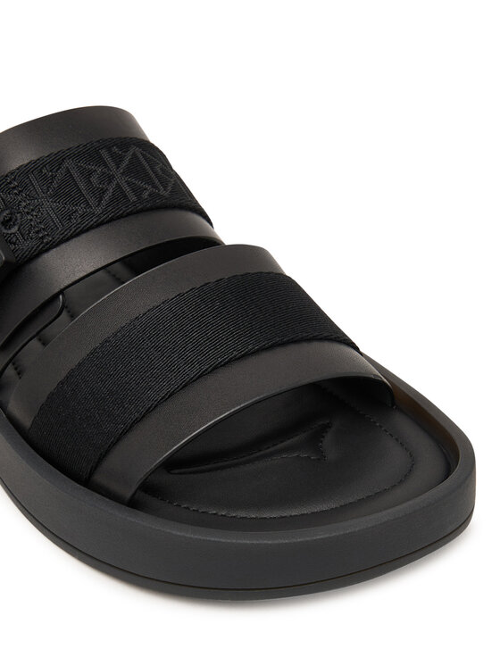 Calvin Klein Calvin Klein Šľapky Ergon Buckle Sandal Wb Lth Aop HM0HM02096 Čierna