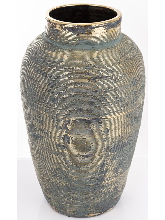 MIAhome MIAhome Wazon ceramiczny złoty, postarzany 38x22x22 cm JULIANO niebieski Niebieski
