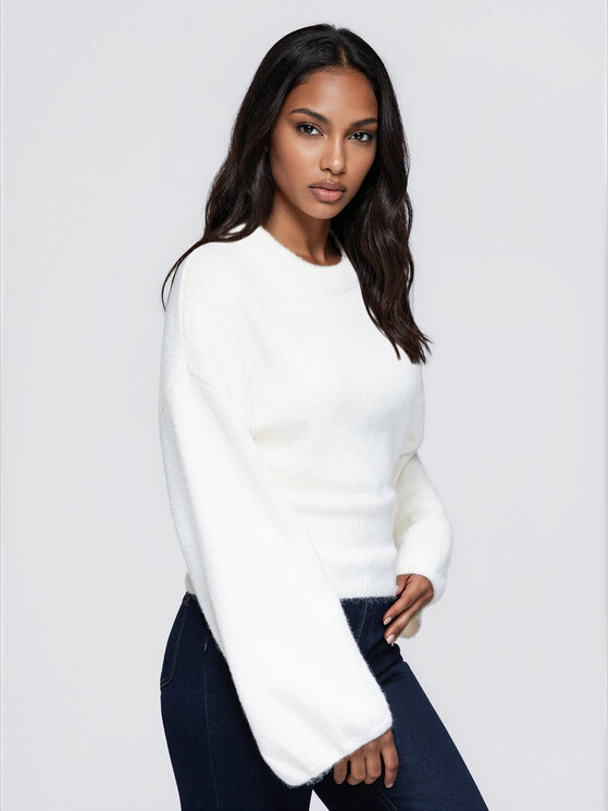 Ombre Ombre Sweter OW-SW-E0062 Beżowy jasny Relaxed Fit