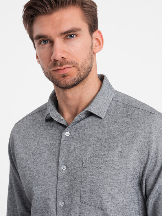Ombre Ombre Košile OM-SHCS-0148 Šedá Regular Fit