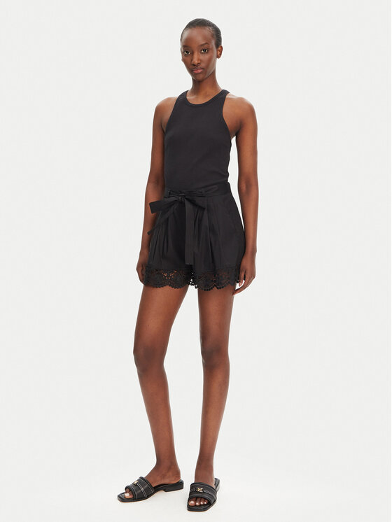 TWINSET TWINSET Šortky z materiálu 251TT2096 Černá Regular Fit