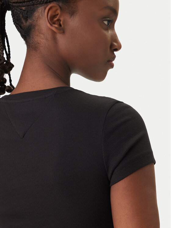 Tommy Jeans Tommy Jeans Majica Wavy Flag DW0DW22272 Črna Slim Fit