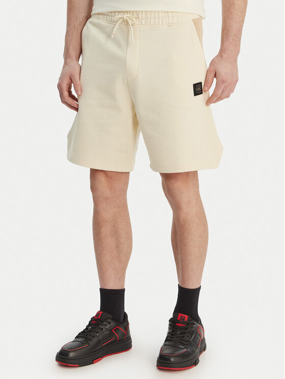 HUGO HUGO Pantalon scurți din material Despen_RB 50559712 Écru Relaxed Fit
