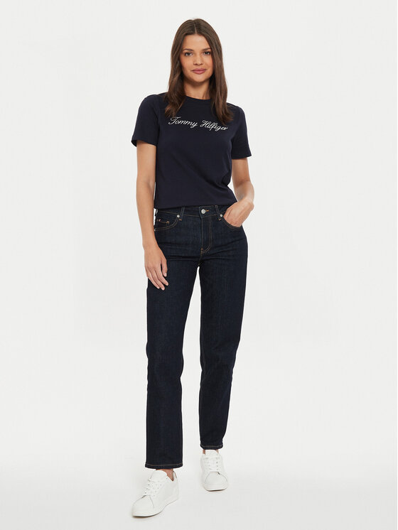 Tommy Hilfiger Tommy Hilfiger Póló Script WW0WW43459 Sötétkék Regular Fit