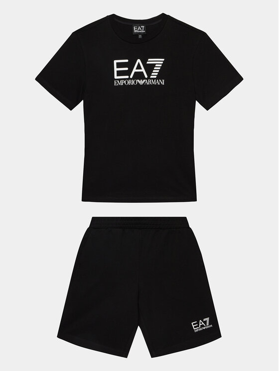 EA7 Emporio Armani Set tricou și pantaloni scurți sport 3DBV01 BJ02Z 1200 Negru Regular Fit