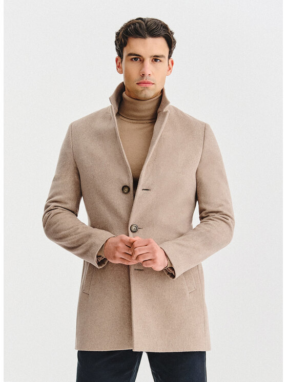 Pako Lorente Męski Płaszcz wełniany, rozmiar 56, Beżowy, P25WF-7X-020