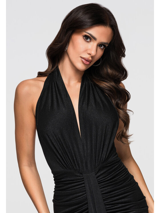 Ombre Ombre Sukienka wieczorowa LA-OM-DLR260 Czarny Regular Fit