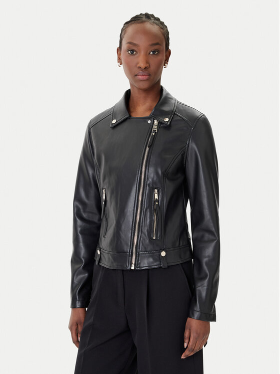 Rinascimento Geacă din imitație de piele CFC0124666003 Negru Regular Fit
