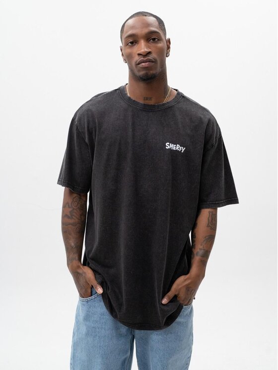 Smerfy Smerfy T-Shirt Luźna szeroka acid 117237 Czarny Oversize