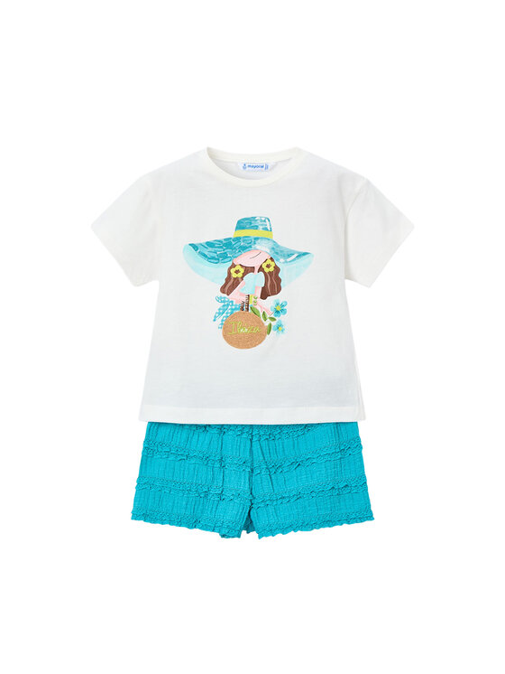 Mayoral Set tricou și pantaloni scurți 3231 Turcoaz Regular Fit
