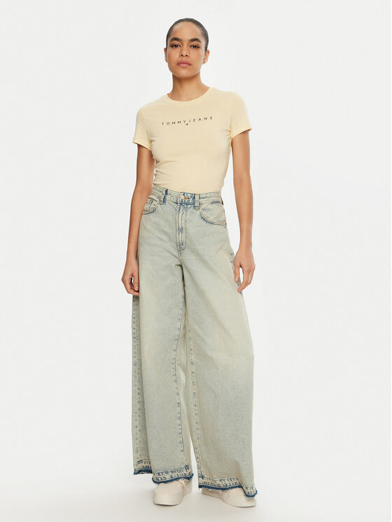 Tommy Jeans Tommy Jeans Tričko Linear DW0DW18398 Žltá Slim Fit