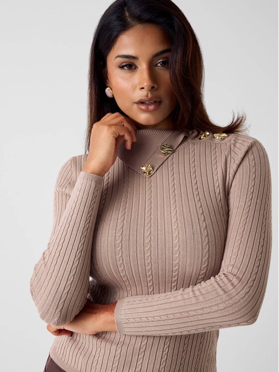 Guess Guess Pulover W6RR07 Z2YK2 Bež Regular Fit