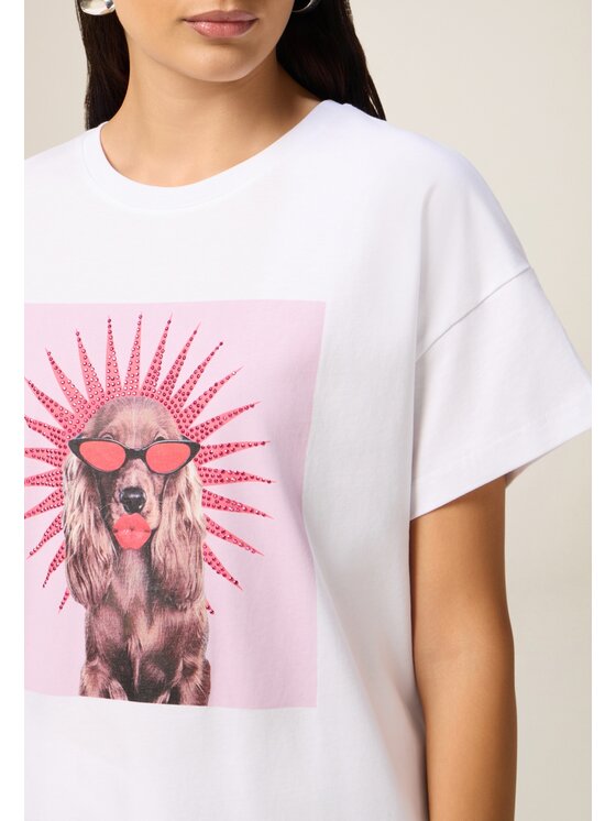 Oltre Oltre T-Shirt G024J004381N011 Biały Regular Fit