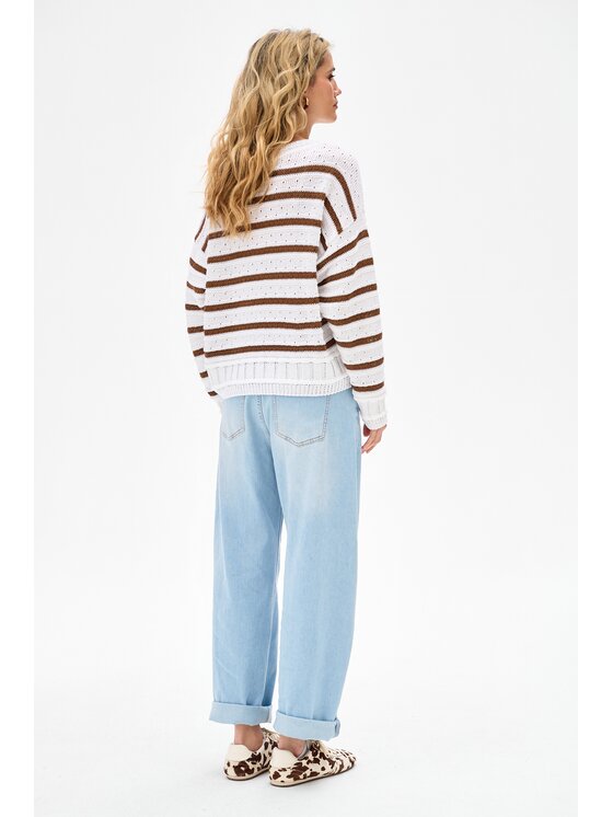 blue shadow blue shadow Sweter Kera Brązowy Regular Fit