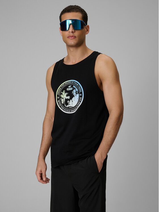 4F 4F Tank top 4FWSS26TSLEM248-20S Čierna Regular Fit