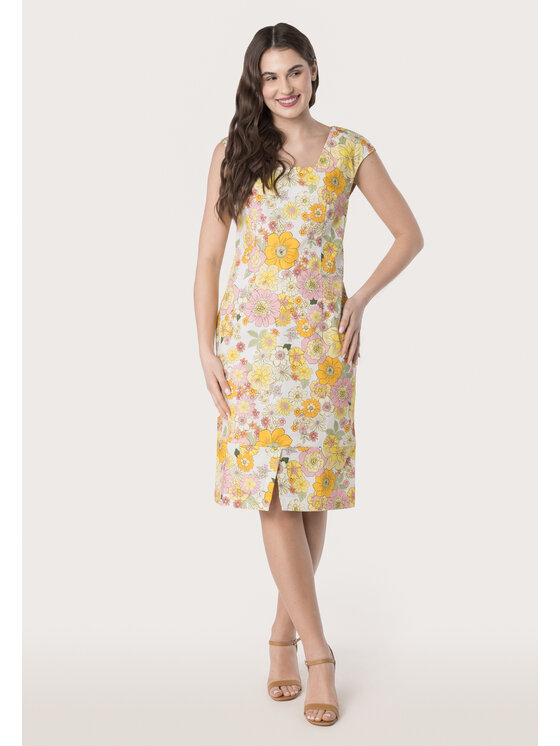 QUIOSQUE QUIOSQUE Sukienka codzienna 4UC017 Żółty Regular Fit