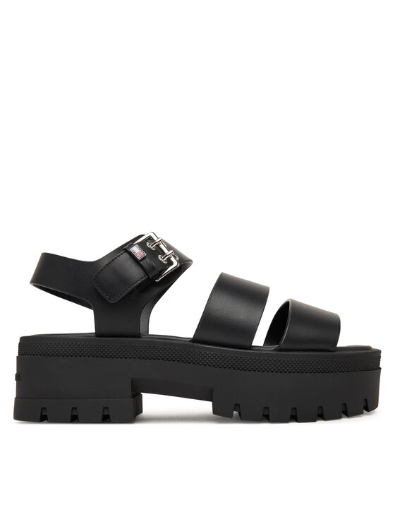 Tommy Jeans Tommy Jeans Sandále Tjw Straps Leather Max Sandal EN0EN02944 Čierna