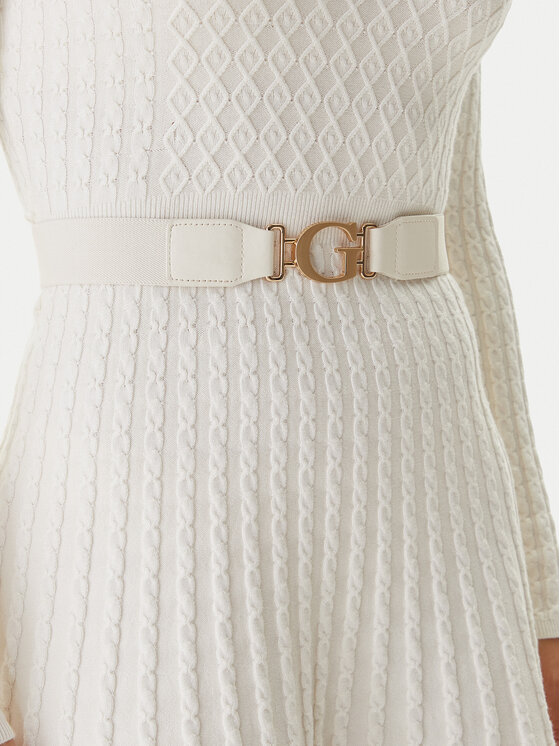 Guess Guess Трикотажна сукня W5BK68 Z2YJ2 Écru Slim Fit