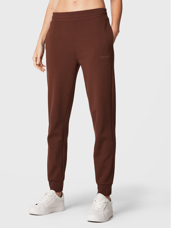 Calvin Klein Calvin Klein Spodnie dresowe Micro Logo Ess K20K204424 Brązowy Slim Fit
