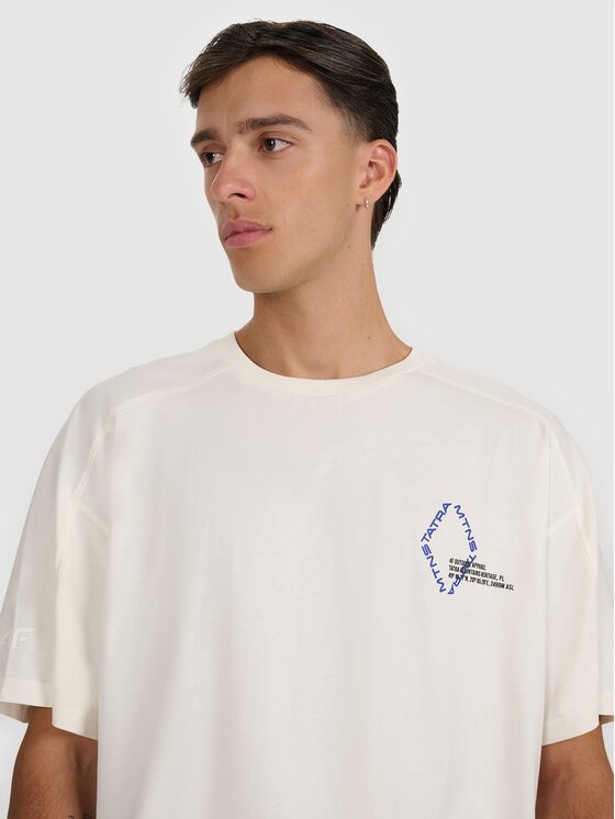 4F 4F T-Shirt 4FWAW25TTSHM2401-12S Biały Oversize