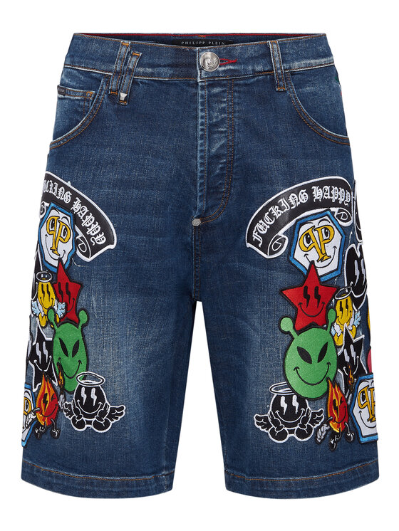 PHILIPP PLEIN PHILIPP PLEIN Szorty jeansowe 22649 Niebieski jasny Loose Fit