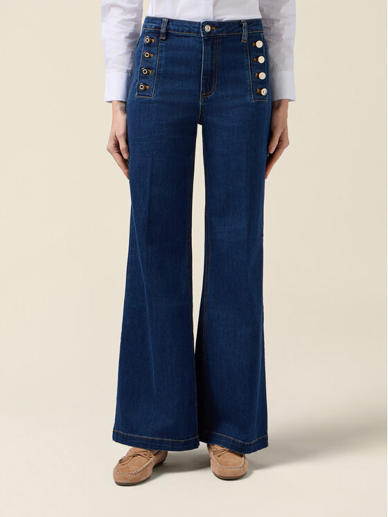 Oltre Oltre Jeansy P457R008881N024 Niebieski Flare Fit