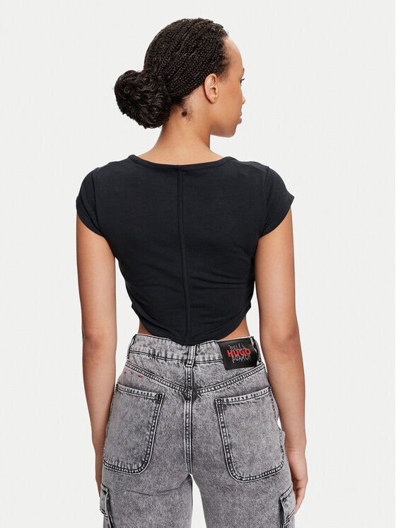 Converse Converse Top W Wordmark Corset Top 10026506-A01 Czarny Slim Fit