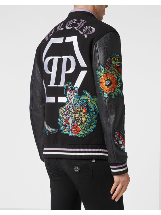 PHILIPP PLEIN PHILIPP PLEIN Kurtka skórzana 3149 Czarny Regular Fit