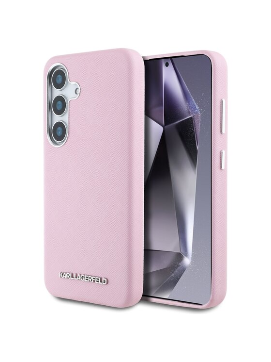 KARL LAGERFELD KARL LAGERFELD Etui na telefon Saffiano Full Wrapped Elongated Metal Logo Różowy
