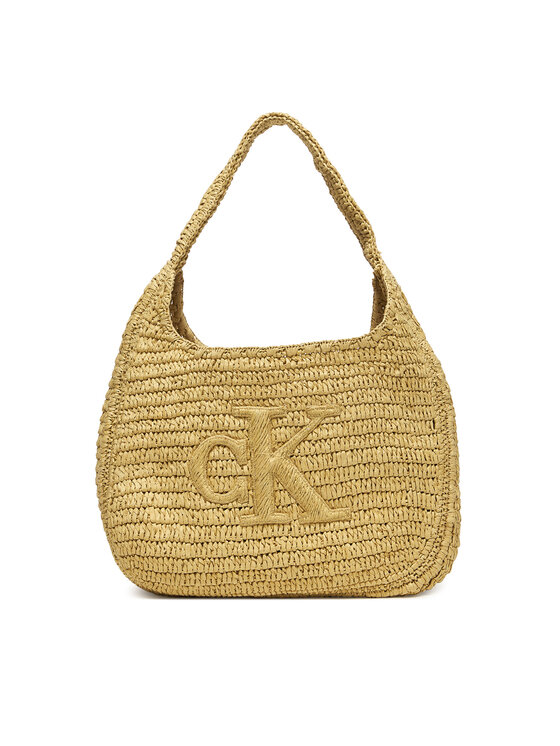 Calvin Klein Calvin Klein Soma Bold Ck Raffia Lg Shoulder Bag LV04F3448G Bēšs