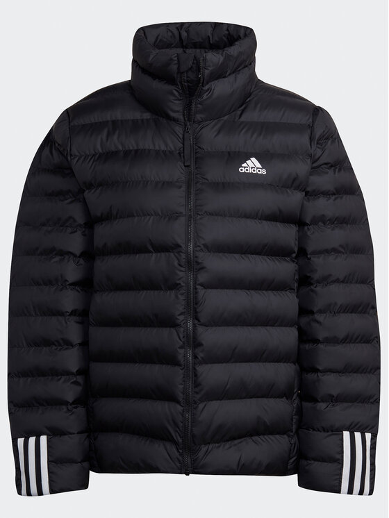 Adidas black jacket white stripes online
