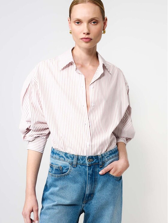 La Mania La Mania Koszula PONTE Bordowy Basic Fit