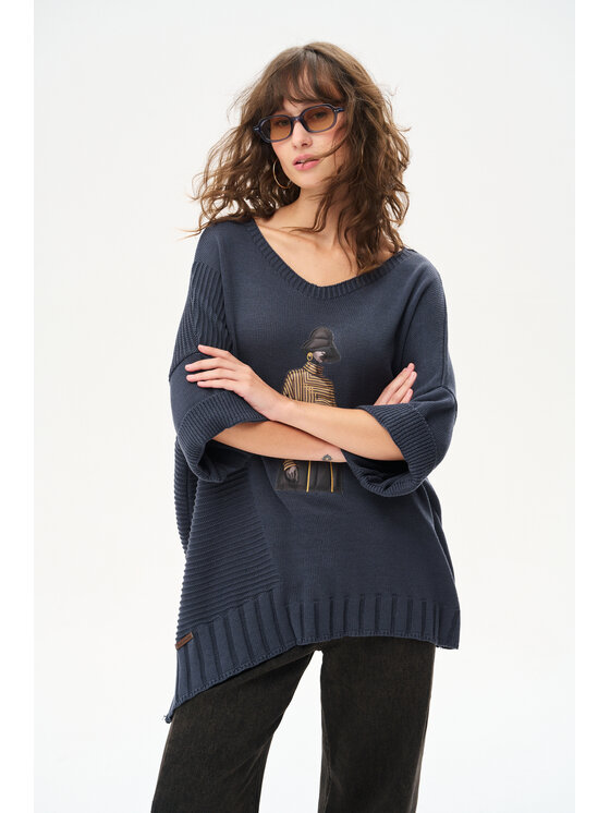 blue shadow blue shadow Sweter Likola Szary ciemny Regular Fit