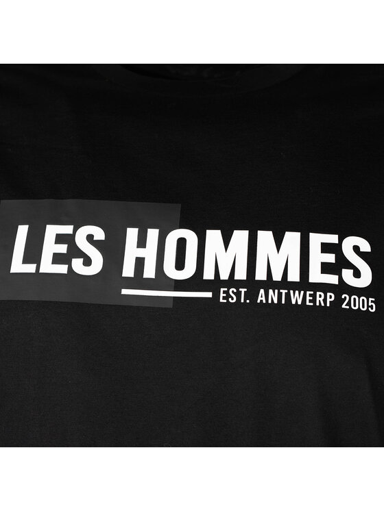 Les Hommes Les Hommes T-Shirt LKT202 700P | Regular Fit Mercerized Cotton T-Shirt Μαύρο Regular Fit