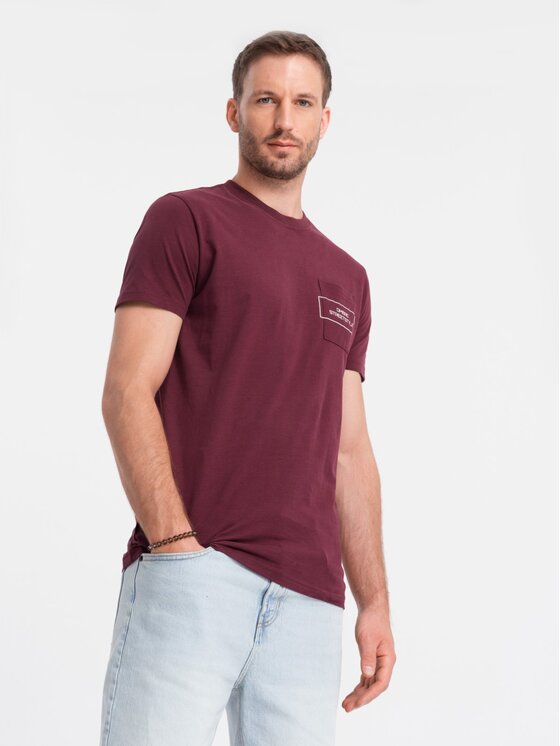 Ombre Ombre T-Shirt OM-TSCT-0108 Bordó Regular Fit