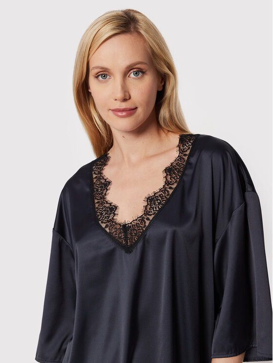 Simone Pérèle Simone Pérèle Pidžaamasärk Satin Secrets 23H904 Tumesinine Relaxed Fit