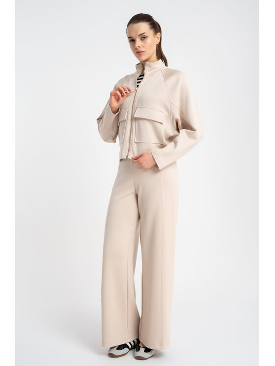 CLICK CLICK Spodnie materiałowe 30-342 Beżowy Modern Relaxed Fit