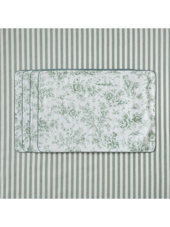 Roseberry Home Roseberry Home Podkładka na stół dwustronna Toile de Jouy Green & Stripes Zielony