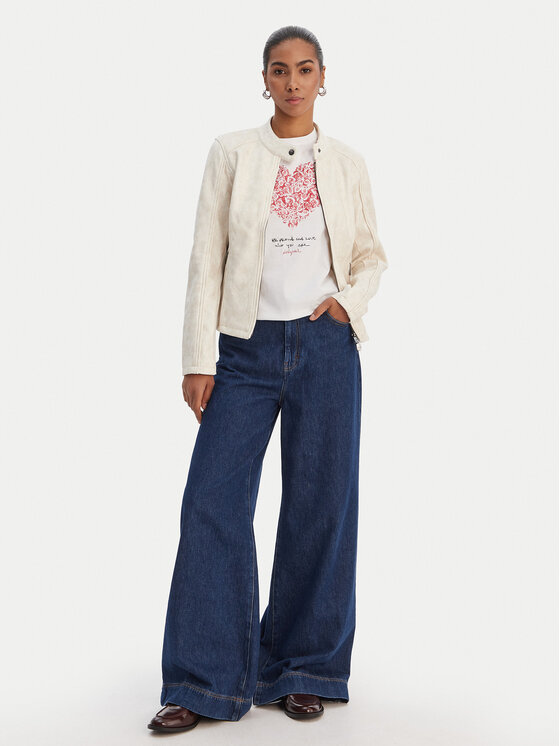 Desigual Desigual Kurtka przejściowa 26SWEW10 Kremowy Regular Fit